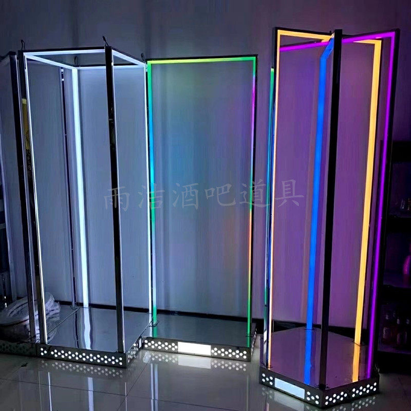 Custom Luminous Point Stage Stainless Steel Movable Door Frame Dancing Bench Bar Ktv Nightclub Gogo Atmosphere Props