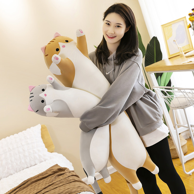 Кошка плюшевая игрушка с длинными ногами, спящая подушка, кровать, кукла, тряпичная кукла, обнимающая медведя, милая девушка