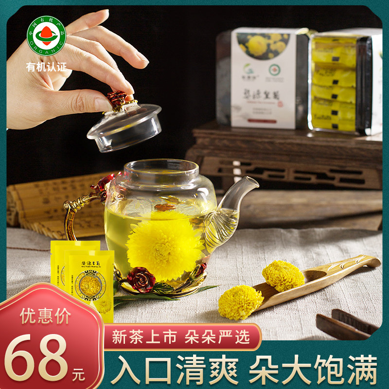 Wukangyuan 2021 Jiangxi Wuyuan Organic Imperial Chrysanthemum Premium Xiaoqi Yellow Chrysanthemum a cup of tribute chrysanthemum herbal tea