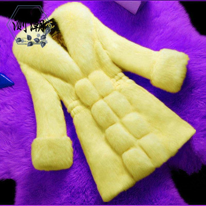 Fluorescein2020 new pattern Autumn and winter Big size Women's wear rabbit 's hair leather and fur loose coat Medium and long term Imitation Fox fur collar keep warm overcoat fashion