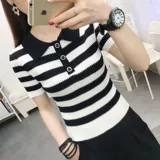 Футболка с коротким рукавом, трикотажная короткая летняя шелковая кукла, новая коллекция, в западном стиле