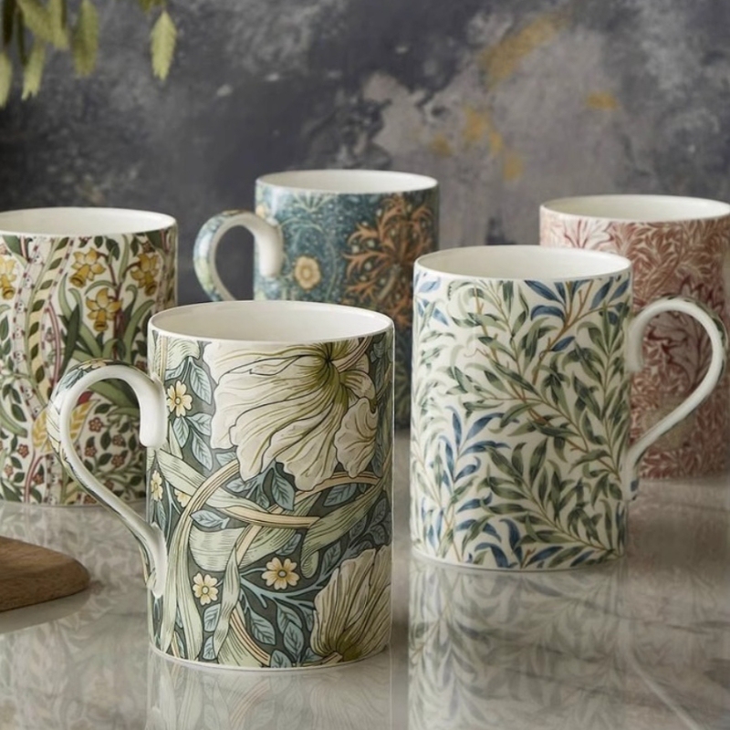 Porter Merrill British Ceramic Mug European-Style Water Cup Couple's Matching Cups Pastoral Style Flower Garden Series Gift Box