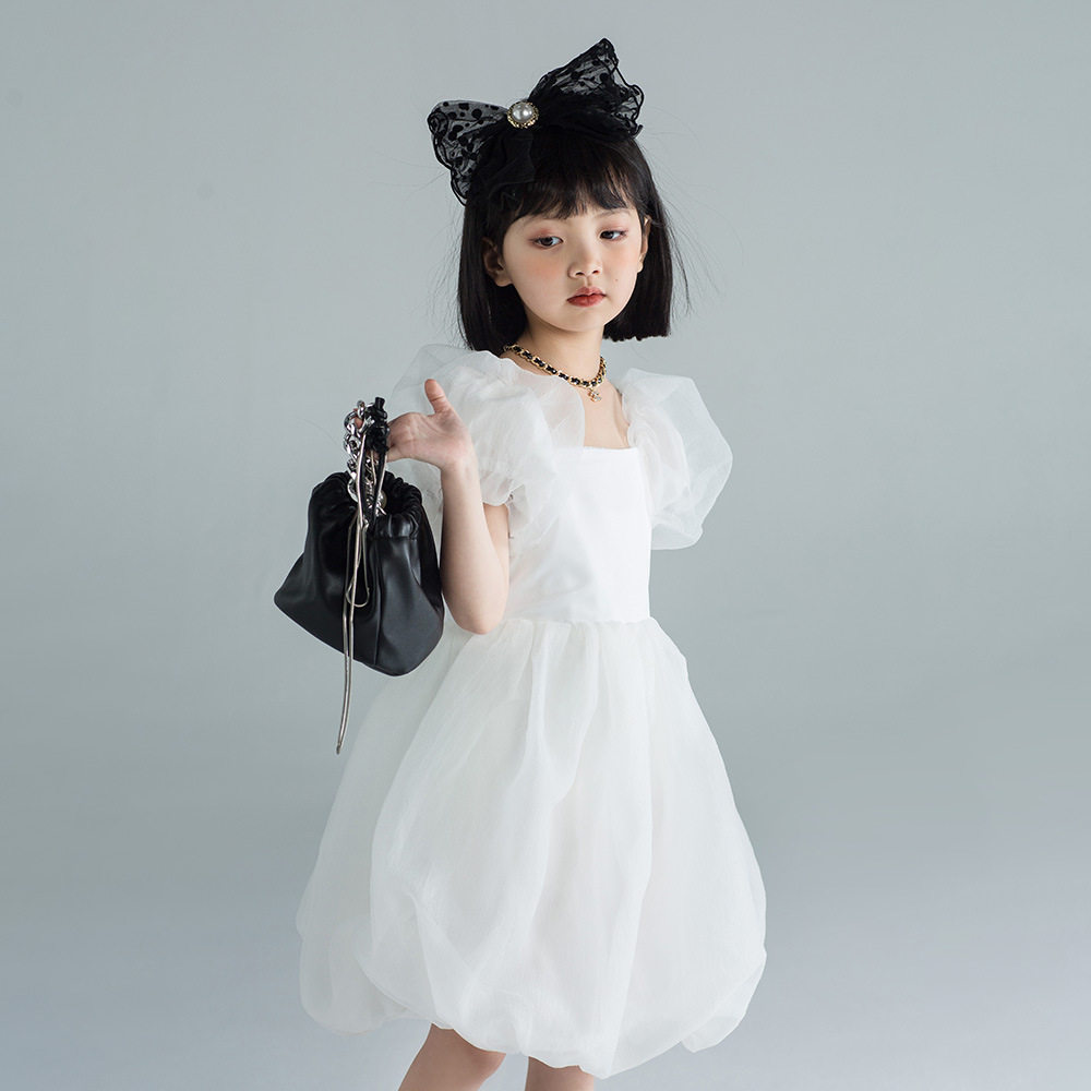 Korean Boy Dress Princess Dress Girl's Summer Foreign Pie Dreamy White Dress Dress For Children To Perform Superfairy Dress