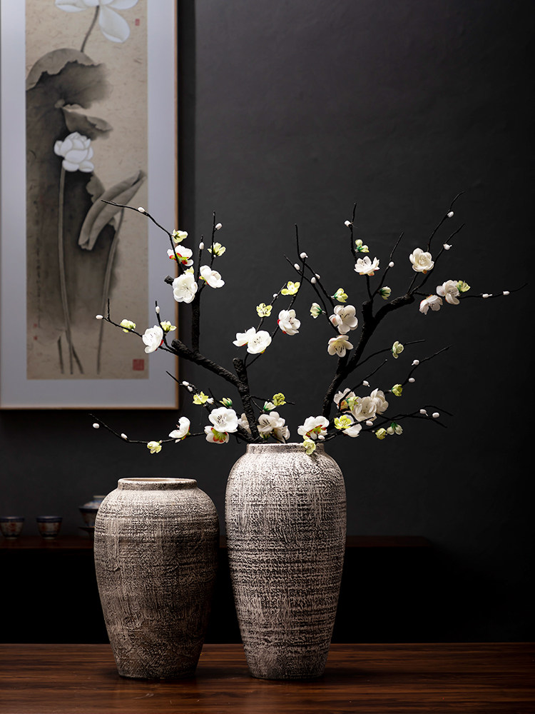 Jingdezhen ceramic bottle classical Chinese flower arrangement decoration retro table vase TV cabinet porch creative decoration