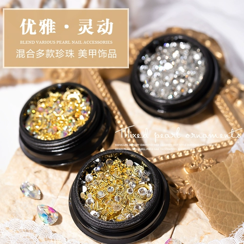 Смешанный бриллиантовый декор для маникюра из жемчуга, трехмерный аксессуар, 2023, популярно в интернете