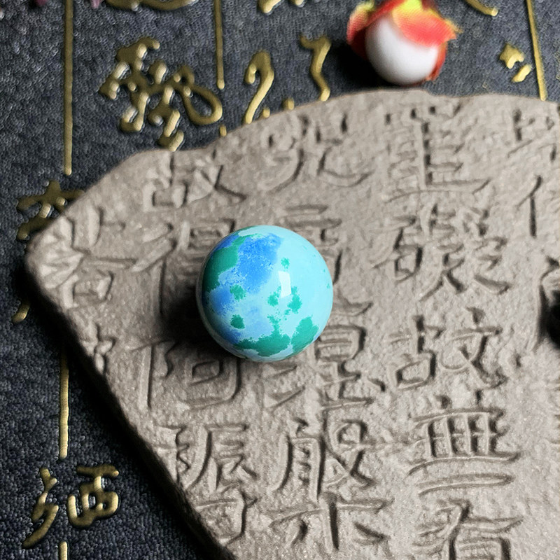 Hubei Shiyan Bao Rhyme Natural Raw Mine Green Pine Stone High Porcelain Blue Purple Earth Single Pearl three direct links Buddha head Wen playing with accessories Everest beads-Taobao