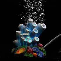 Goldfish tank landscaping decoration aquarium simulated volcano ornaments oxygen pump bubble stone package led light scenery