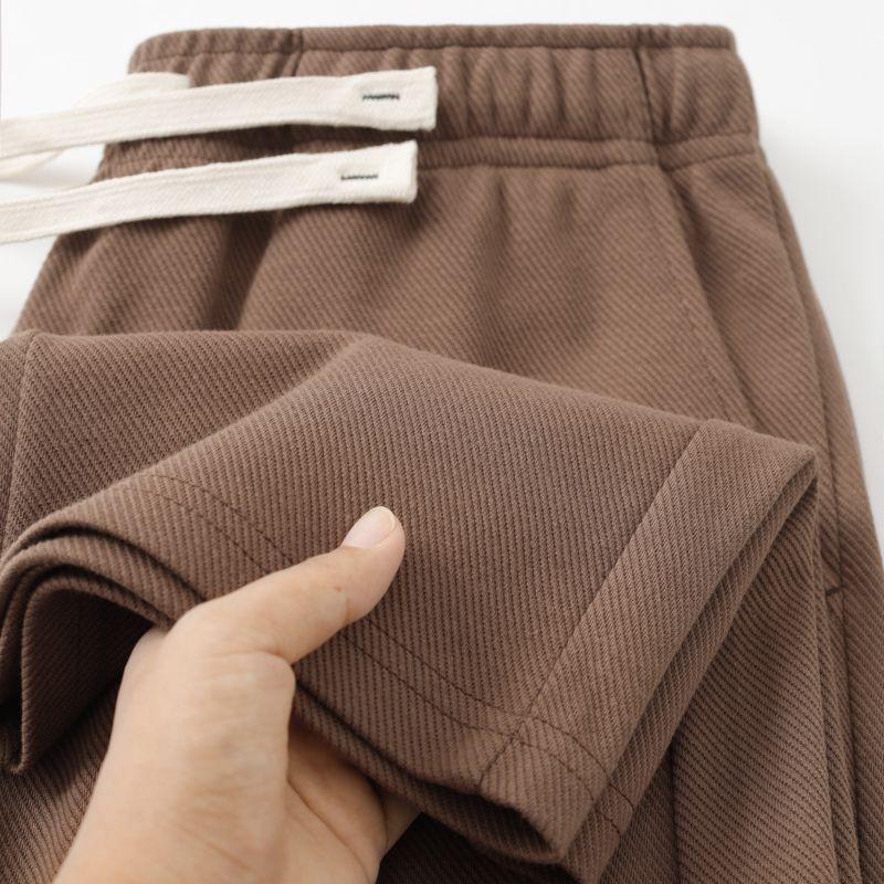 Meilade Outfit! 300g Heavyweight Brown Twill Straight-Leg Sweatpants for Men, Versatile Casual Sports Pants for Women, Spring and Autumn Style