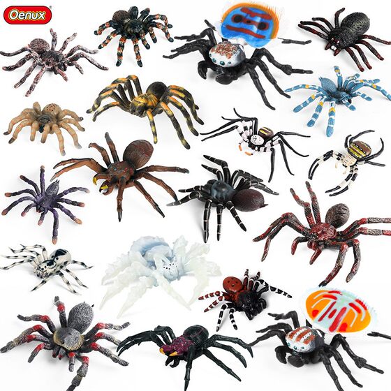 Children's Cognitive Toys, Simulated Animal Models, Insects, Solid Rainforest Black Spider, Tarantula, Bird-Eating Spider, Peacock Spider