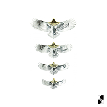 =silvarie=GOD SUNS 18K Gold Eagle Head Classic Indian Element Gold Head Eagle 950 Silver Pendant