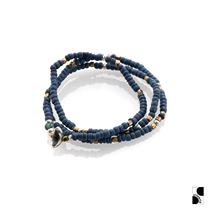 =silvarie=SUNKU39 Japan-originated old blue-dyed cocoa beads dual-use single-ring necklace three-ring bracelet