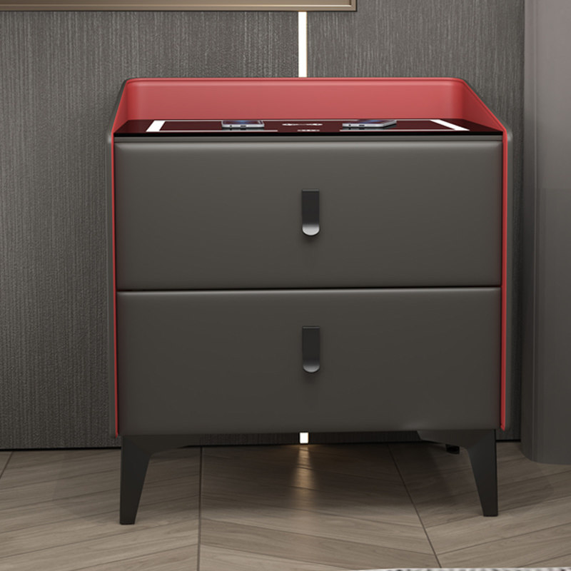 Smart bedside table all solid wood light luxury high-end modern minimalist bedside table lamp bedroom bedside net red small Yipin