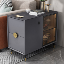 Sofa side cabinet solid wood edge a few rock boards Nordic containing small lockers living room corner a few side cabinets small side a few