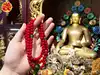 Jimei Red lotus flower Huaiye Rosary Green mother style glass material imitation vermilion sand 108 Buddha jewelry hanging decoration
