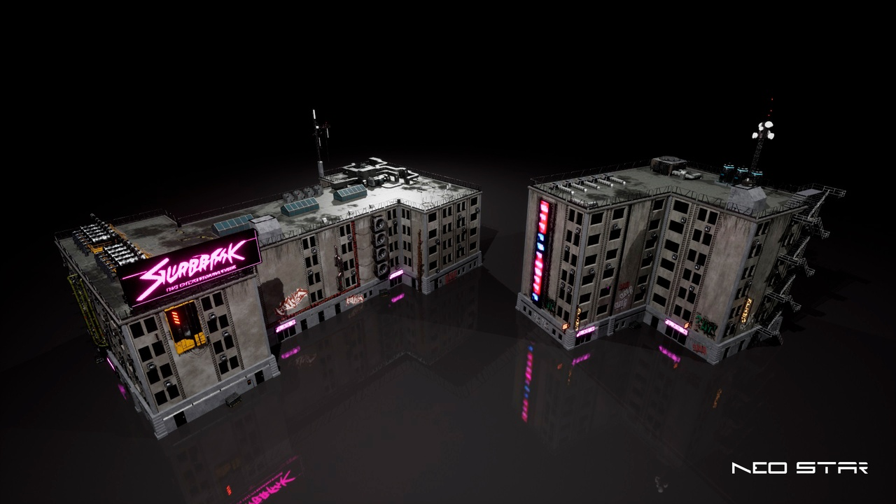 图片[16]-UE4虚幻5赛博朋克郊外废墟城市建筑场景Cyberpunk Buildings Pack-cg男孩