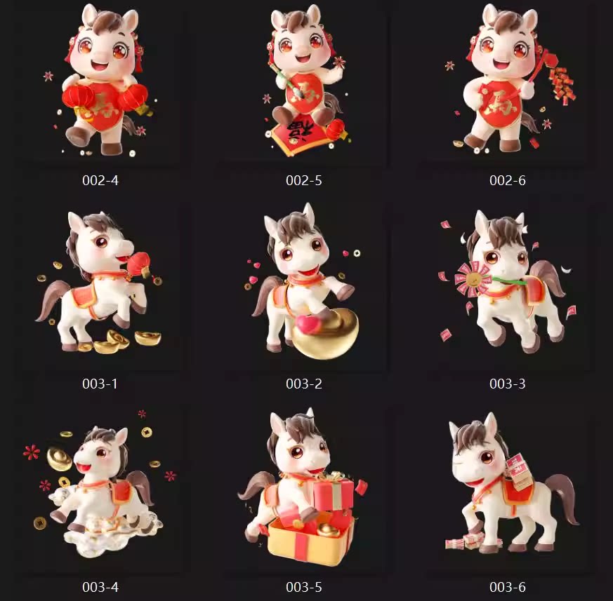 图片[2]-C4D卡通小马新年马形象马年春节吉祥物IP模型源文件OC渲染-cg男孩