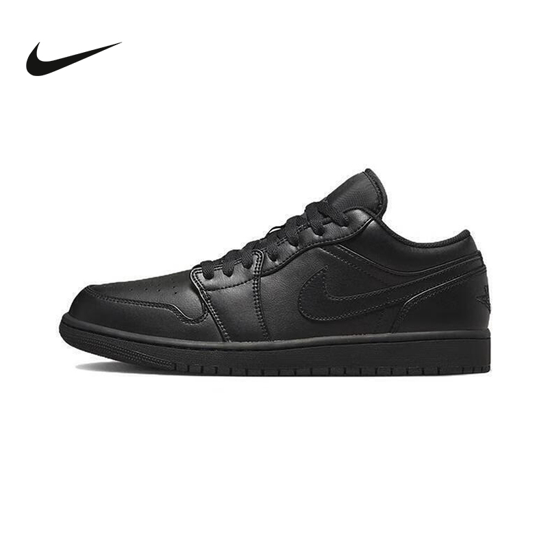 Nike Men's Shoes Air Jordan 1 Aj1 Pure Black Low-Top Retro Sneakers Retro Basketball Shoes 553558-093