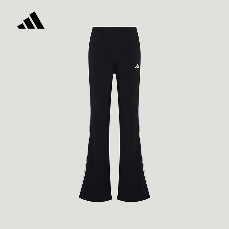 Adidas Women's Quick-Drying Casual Sports Pants Flared Pants Black Striped Knitted Long Pants Kz1535