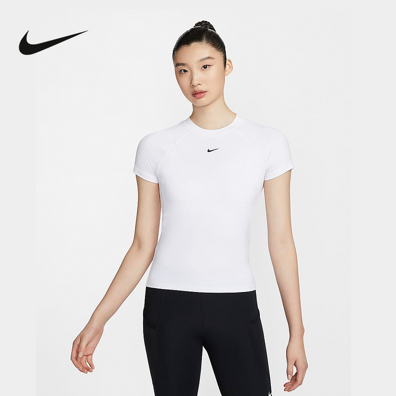 Nike Nike Short-Sleeved T-Shirt Women's Summer Short Yoga Training Slim Breathable Sports Top Fv7843-100