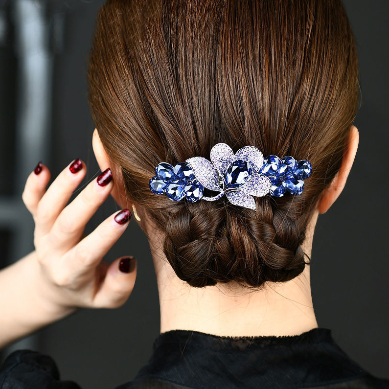 Middle-aged and elderly head flower hairpin female Korean headdress rhinestone adult hairpin hairpin elegant back head mother