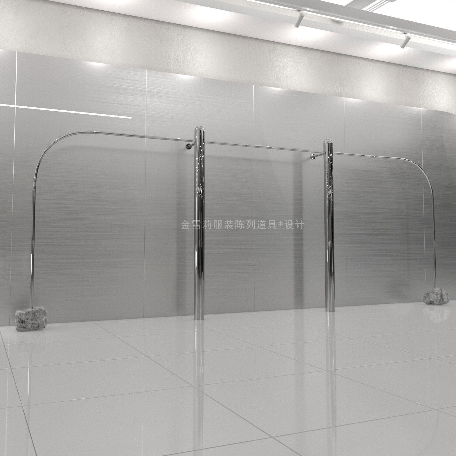 Clothing store displays upper wall hanging rod side hanging display frame floor stainless steel mesh red clothing store shelves