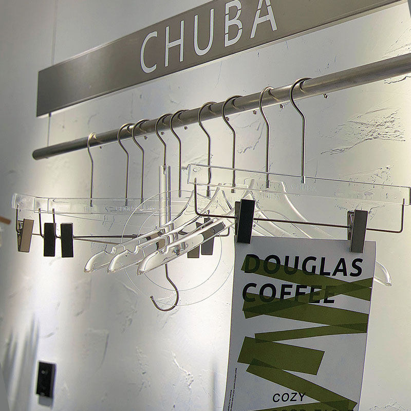 Clothing Store Crystal High-end Transparent Acrylic Hanging Clothes Hanger Subpants Clip Display Anti-Slip Wedding Dress Women's Clothing Special