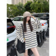 SG / 杨依姗 FW复古慵懒洋气撞色条纹叠穿打底圆领休闲长袖T恤女