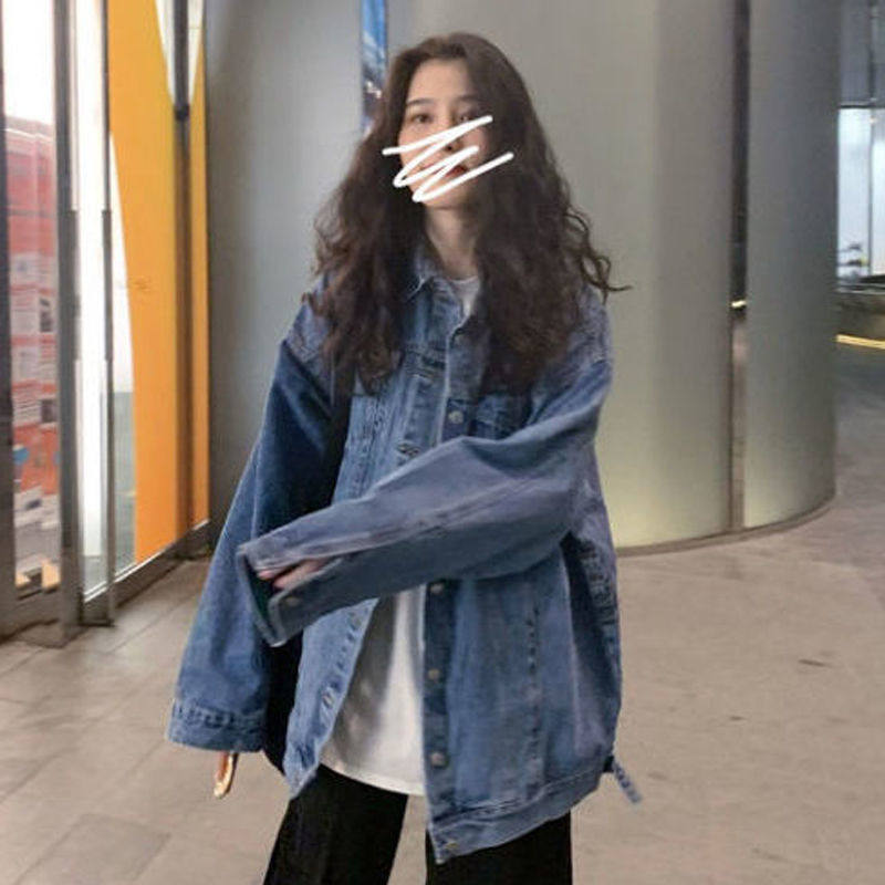 Han Edition New Pure Color Cowboy Cowboy College Female Winter College Winter Winter Wind Wind Wind Wind Wind Wind and Wind Breakup with Jacket Cover