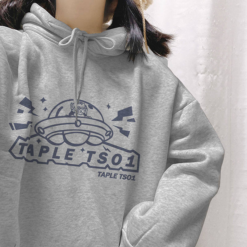 Sweatshirt female Chains add suede thickened Winter Korean version Even cap loose with long version large size student long sleeve blouses