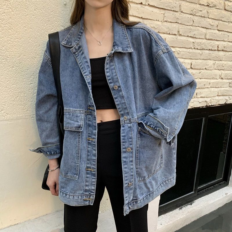 Retro denim coat women's spring and autumn 2020 new Korean Chic loose Joker student denim jacket top tide