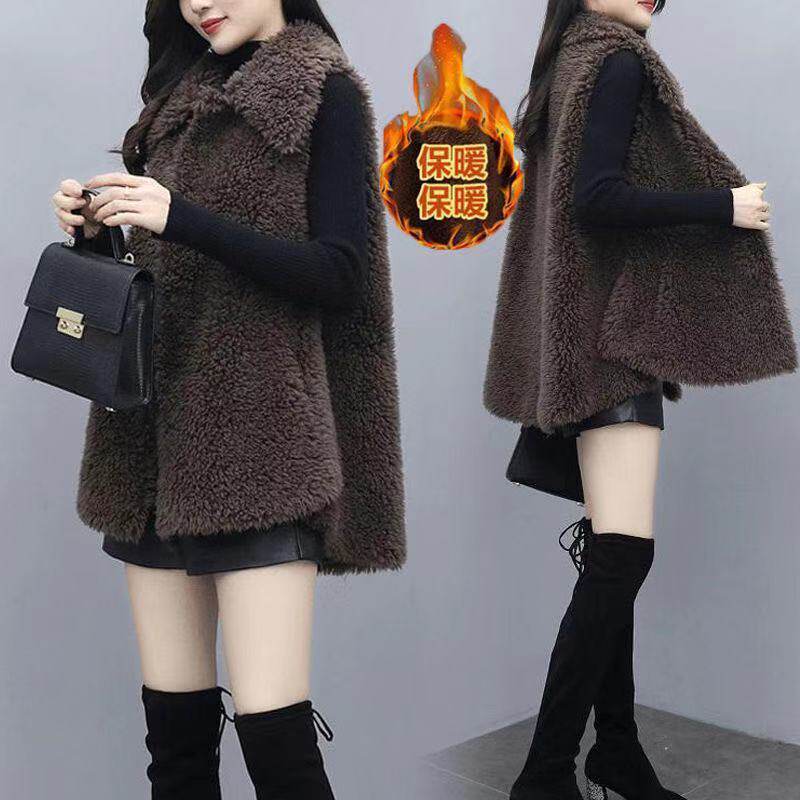 2020 Autumn Winter New Imitation Lamb Hair Machia Women's Korean Version Women's Clothing Kan Shoulder Loose Short Fur Integrated Coat Tide