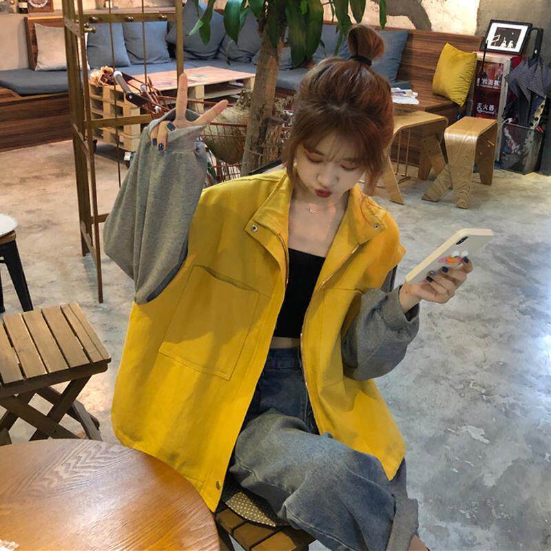 Fall Jacket Women's Chains Society 100 Hitch Edition Loose Student Tooling Jacket Spring Autumn New Long Sleeve Blouse