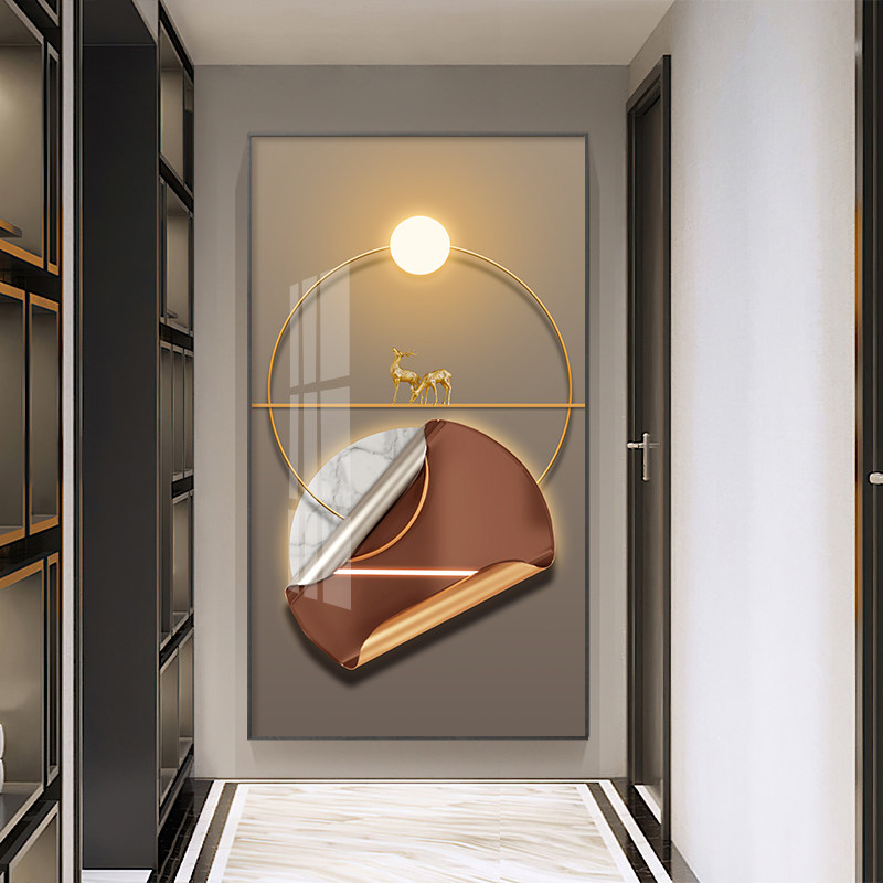 Genguan Decoration Painting Vertical Version Living Room Light Luxurious Entrance Door Hallway Modern Brief Mural Paintings of the Mysterious Aisle Background Wall Hanging Paintings