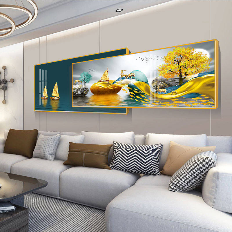 Living room decorative painting modern minimalist horizontal version superimposed painting mural painting light luxury sofa background wall triptych
