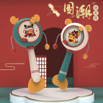 National tide baby rattle baby can bite tooth gum rattle Chinese style childrens hand shake drum Big Wave Drum toy