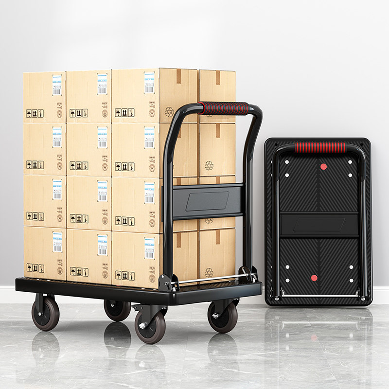 Flat trolley trolley wheel mute flat shopping trolley porter thickened folding trolley cart