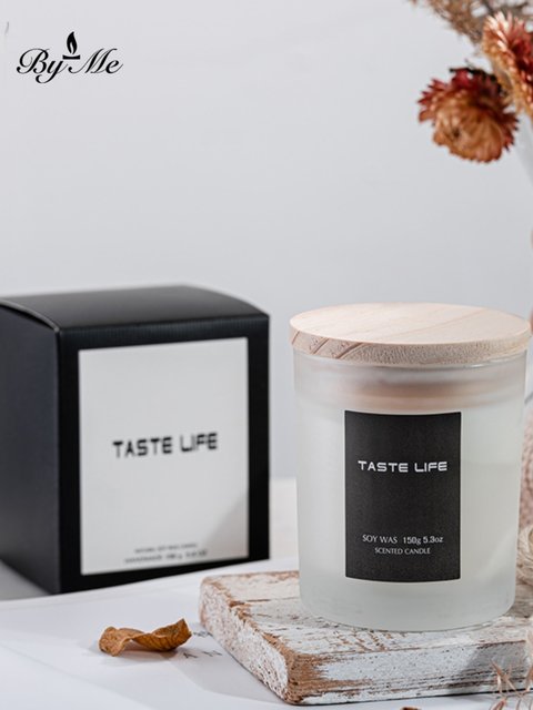 Fireless Aromatherapy Candle in Glass Cup for Bedroom, Sea Salt, Handmade Soy Wax, White Tea, Wooden Lid, Smokeless, Long-Lasting Fragrance, Gift