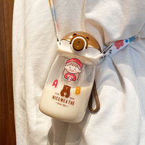 Scale high-value Cup female cute girl heart plastic cup ins Wind straw water Cup student Milk Cup portable