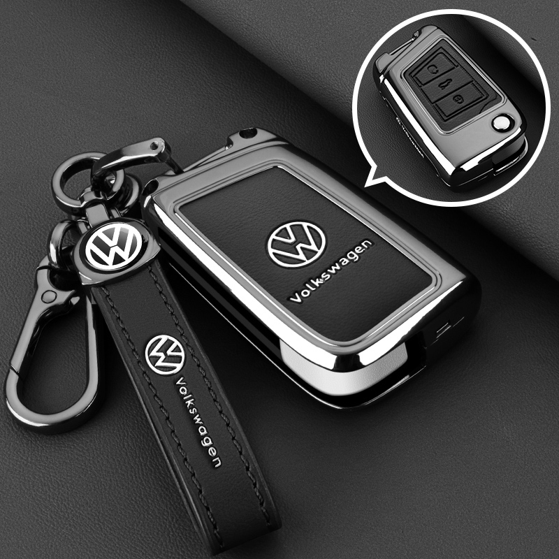 Old Model Volkswagen Teramont Key Cover for 17/18/19/20 Teramont 380 Car, Genuine Leather Protective Case with Metal Buckle