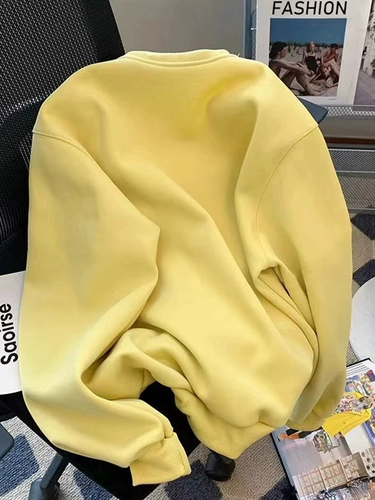 Хлопковый осенний демисезонный тонкий флисовый приятный телу свитшот, оверсайз