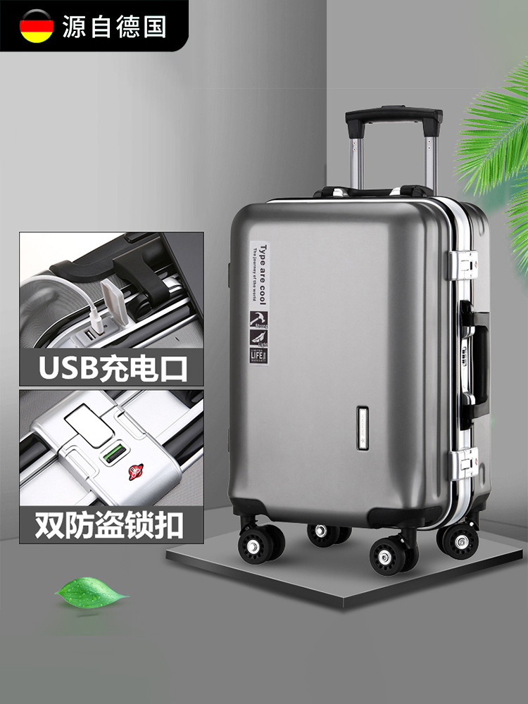 kinh nghiệm mua vali du lịch Đức nhập khẩu khung nhôm vali xe đẩy 24-inch unisex phổ bánh xe mật khẩu hộp nội trú hộp du lịch vali đi du lịch vali du lịch size 20 