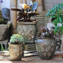  Large Incision Cliff flowerpots Shaped Bonsai Ceramics Modern Minima Living Room Potted meat View high old piles coarse pottery