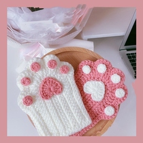 Woven Gloves Handmade Diy Woven Cat Paw Material Bag Hands Self Made Hair Line Cute Half Finger Autumn Winter Shake Soundbiter