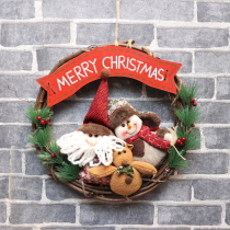 Christmas ornament Rattan Wreath Santa Claus Snowman Door Hanging Decoration Window Wall Layout Hotel Pendant