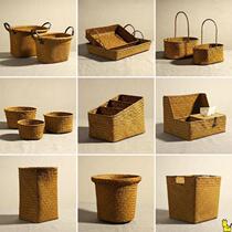 Tea set storage basket Chinese bamboo storage box handbag portable travel kung fu tea finishing box dustproof out