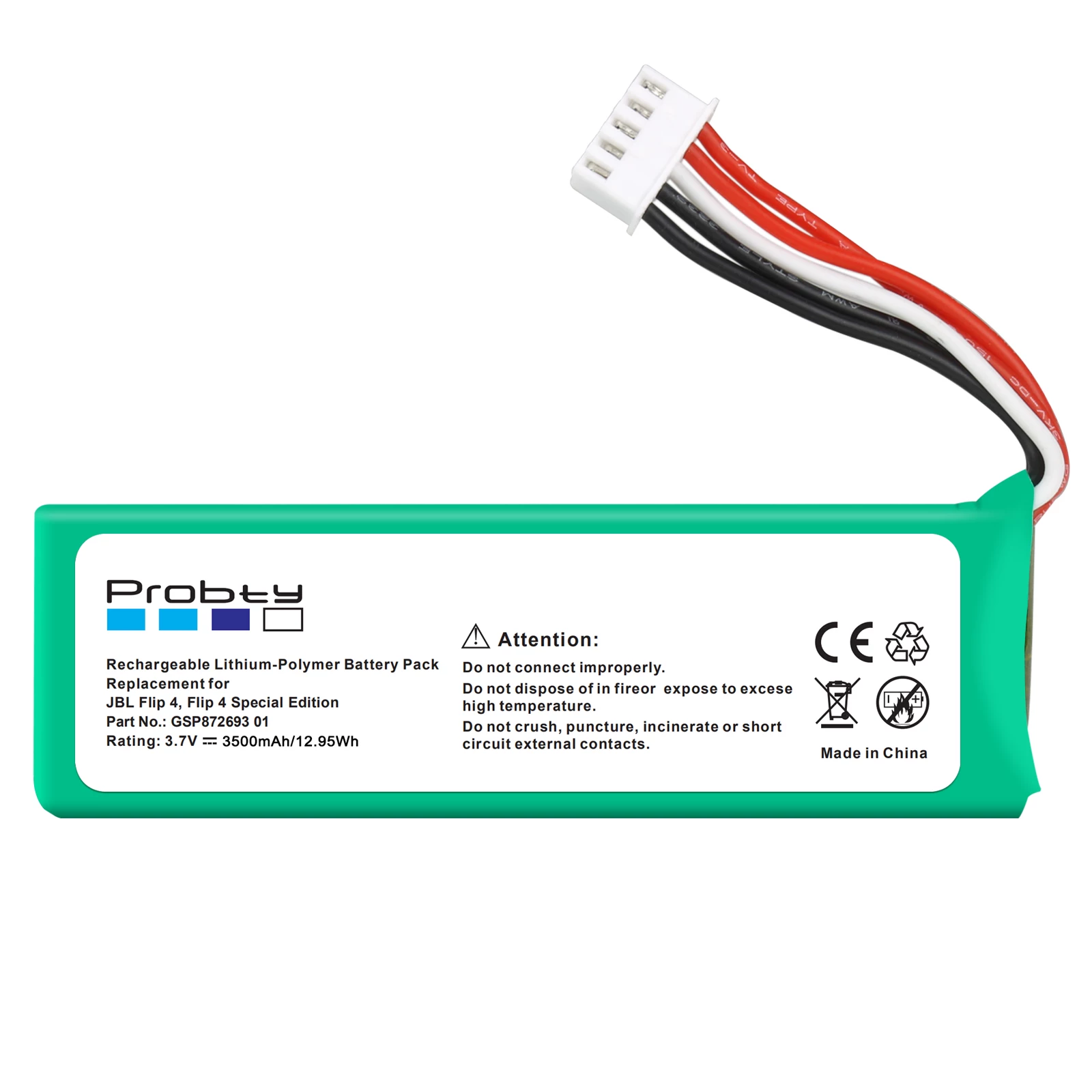 [Аккумулятор 3.7V 3500mAh GSP872693 01 для JBL Speaker Flip 4, Fl]