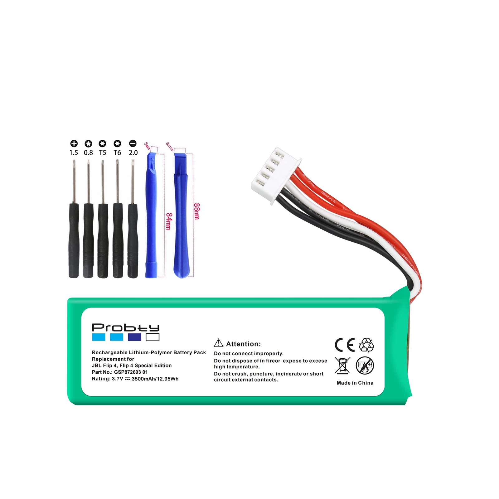 [Аккумулятор 3.7V 3500mAh GSP872693 01 для JBL Speaker Flip 4, Fl]