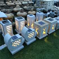 Courtyard Day Style Solar Stone Lantern Grass Terrace Lamp Outdoor view Stone Stone Carving Swing door headstone Stone Lantern Stone Bowl Flowing Water