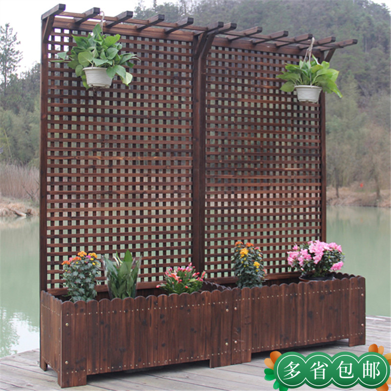 Anti-corrosion wood fence fence fence guardrail balcony screen courtyard decoration partition grid climbing rattan flower pot rack outdoor
