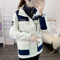 Submachine clothing female winter three-in-one boarder South Korea Detachable plus suede thickened outdoor tooling Mountaineering jacket male